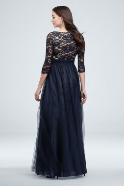 Lara Brenna Beaded Long-Sleeve Mesh Gown Lara 29839