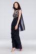 Lace and Tiered Chiffon Sheath Gown with Scarf Jessica Howard JHDM6193