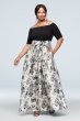 Off-the-Shoulder Gown with Mikado Floral Skirt Jessica Howard JHDW9119