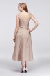 V-Neck Mikado Tea-Length Bridesmaid Dress Oleg Cassini OC290027