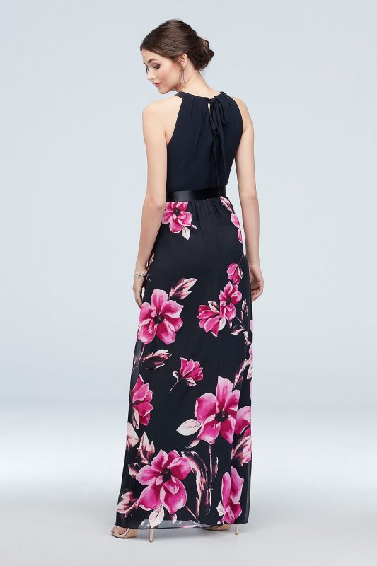 Cascading Floral Chiffon Sheath with Round Neck SL Fashions SL171107