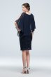 Cold Shoulder Cape and Ruffle Lace Dress Ronni Nicole V212637