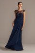 Illusion Embellished Bodice Gown with Cap Sleeves David's Bridal VC1038V2