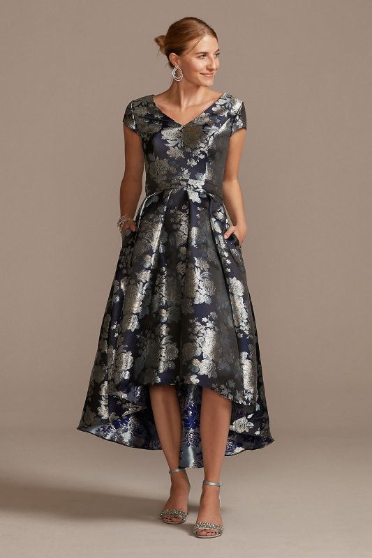 Floral Brocade High-Low A-Line Dress VCRS1482