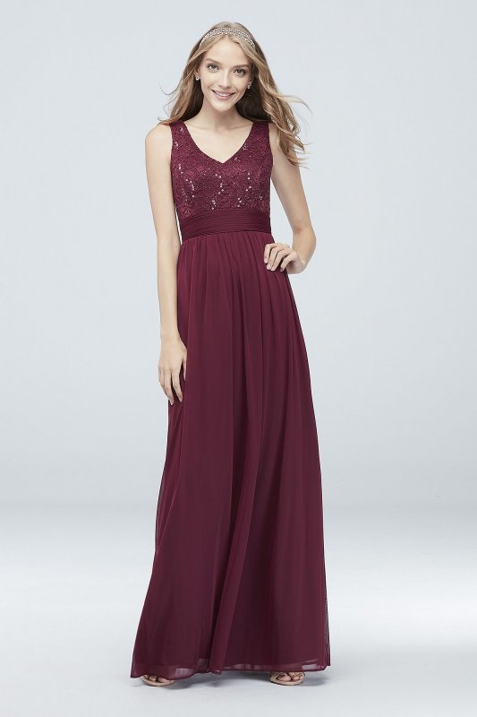 Mesh and Sequin Lace Dress with Pleated Waist DB Studio W60082