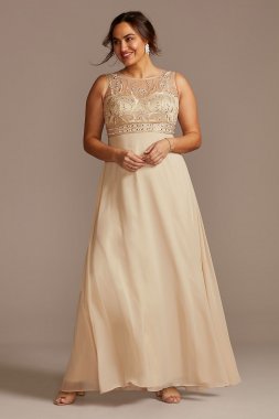 Embellished Illusion Bodice A-Line Plus Size Gown David's Bridal WBM2081