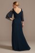 Chiffon A-Line Gown with Cold Shoulder Beading David's Bridal WBM2128