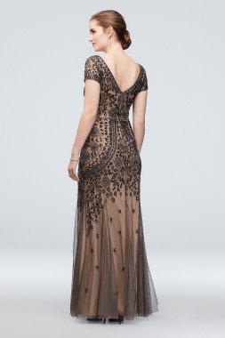 Bead and Sequin Embellished Mesh Overlay Gown David's Bridal WGIN18924