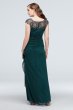 Long Cap Sleeve Party Dress With Beaded Neckline Xscape XS7761