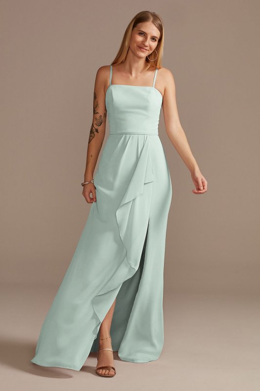 Spaghetti Strap F20319 Bridesmaid Dress with Cascade