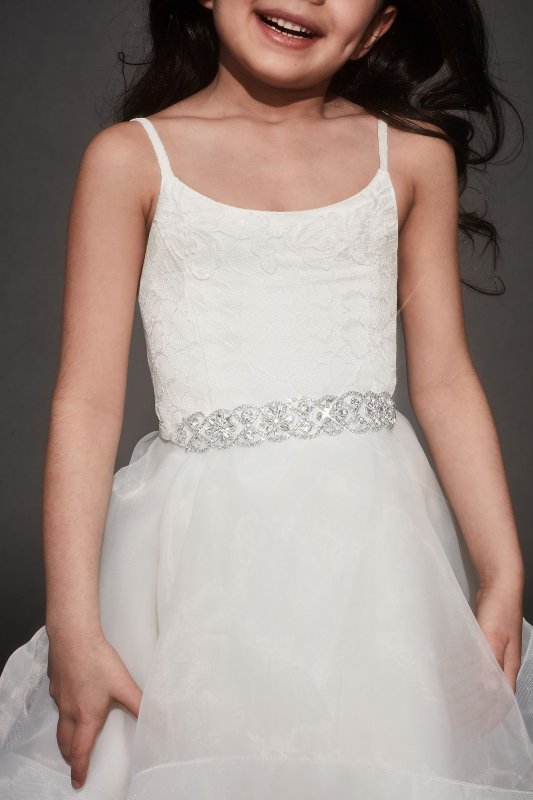 Interlocking Crystal Flower Girl Sash David's Bridal 157945SB