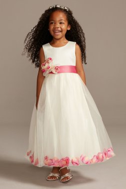 Tulle Skirt Flower Girl Dress with Colored Petals US Angels 705OUA