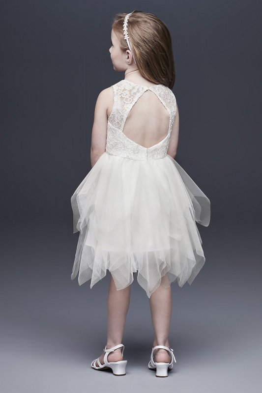 Handkerchief Hem Tulle and Lace Flower Girl Dress David's Bridal CR1396