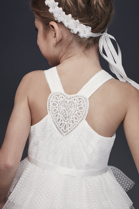 Point dEsprit Flower Girl Dress with Heart Detail David's Bridal CR1397