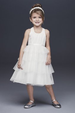 Point dEsprit Flower Girl Dress with Heart Detail David's Bridal CR1397