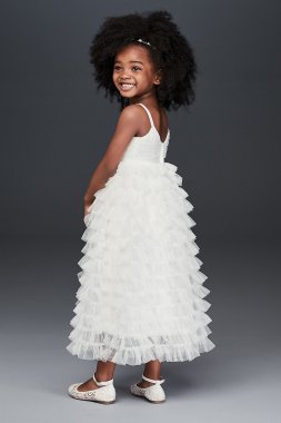 Off the Shoulder Lace and Tulle Flower Girl Dress David's Bridal WG1405