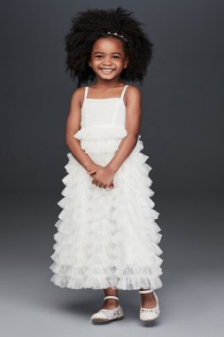 Tiered Tulle Ruffle Skirt Flower Girl Dress David's Bridal CR1401