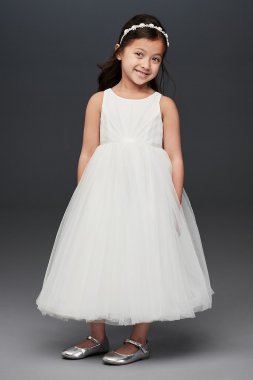 Handkerchief Hem Tulle and Lace Flower Girl Dress David's Bridal CR1396