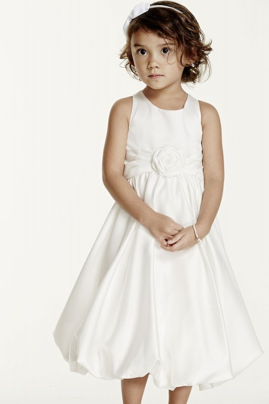 Satin Tank Bubble Dress with Flower Detail David's Bridal KP1311