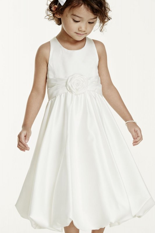 Satin Tank Bubble Dress with Flower Detail David's Bridal KP1311