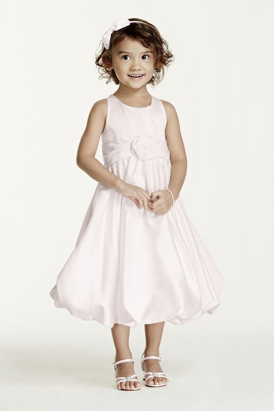 Satin Tank Bubble Dress with Flower Detail David's Bridal KP1311