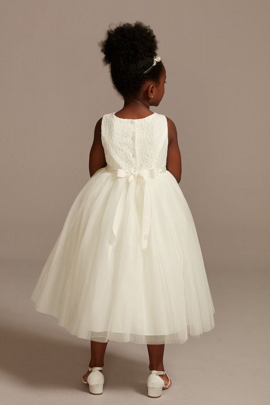 Lace and Mesh Tank Flower Girl Dress David's Bridal OP222