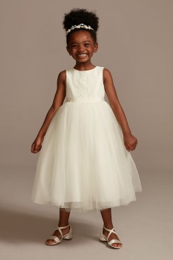 Lace and Mesh Tank Flower Girl Dress David's Bridal OP222