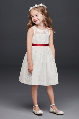 Sleeveless Knee Length Flower Girl Dress David's Bridal OP226