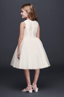 Pleated Ball Gown Flower Girl Dress with Back Bow David's Bridal CR1403