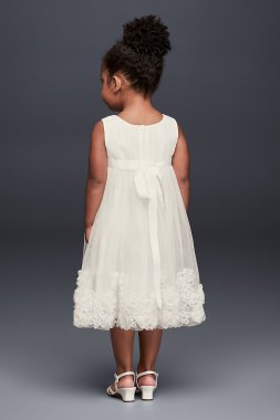 Pleated Ball Gown Flower Girl Dress with Back Bow David's Bridal CR1403