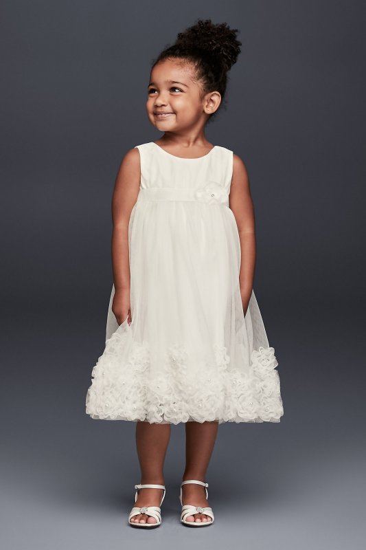 3D Pearl Blossom Tulle Flower Girl Dress David's Bridal OP245