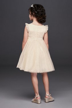 Embroidered Flower Girl Dress with Scallop Trim US Angels 1004UA