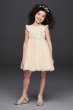 Applique Waist Glitter Tulle Flower Girl Ball Gown David's Bridal OP250