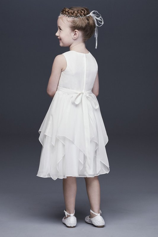 Chiffon Flower Girl Dress with Large Bow Sash David's Bridal OP253