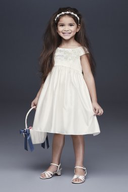 Embroidered Satin Floral Flower Girl Dress David's Bridal OP255