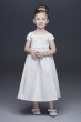 Satin A-Line Flower Girl Dress with Cap Sleeves David's Bridal OP256