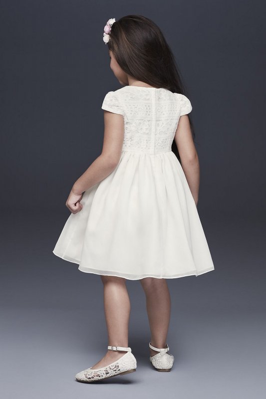 Lace Bodice Cap Sleeve Flower Girl Dress David's Bridal OP259