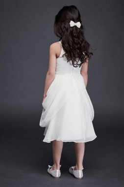 Short Lace Flower Girl Dress with Illusion Sleeves David's Bridal OP239