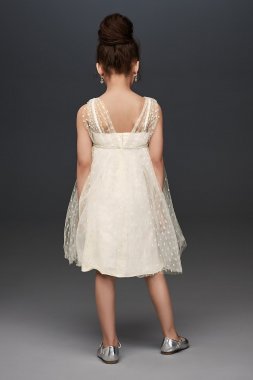 One Shoulder Lace and Tulle Flower Girl Dress David's Bridal OP270