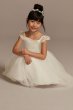 Crochet Cap Sleeve Ruffle Flower Girl Dress David's Bridal OP265