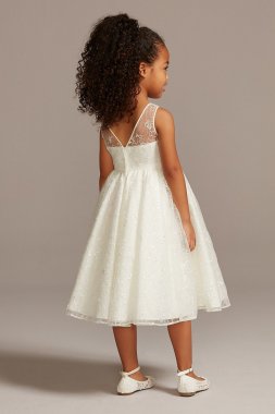 Allover Sequin Floral Lace Tank Flower Girl Dress David's Bridal OP266