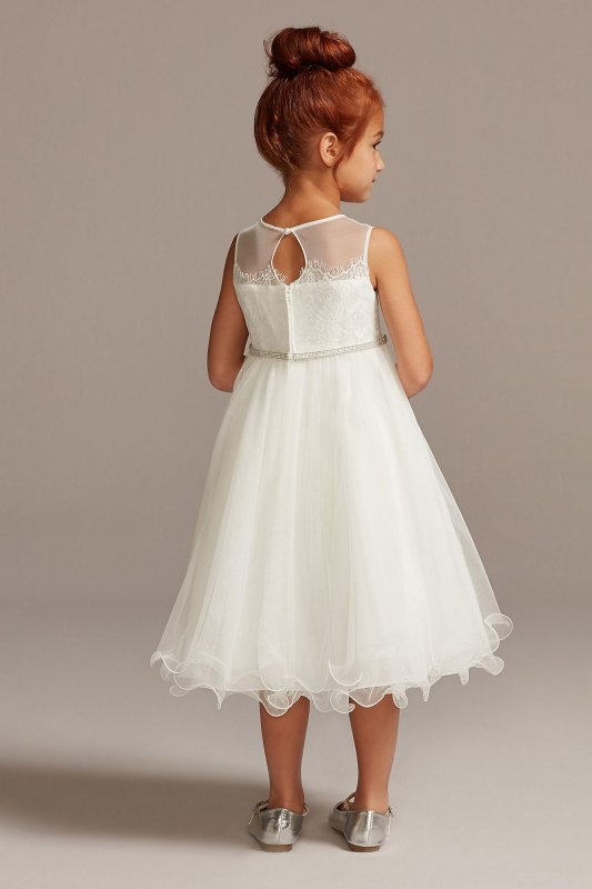 Lace Bodice Flower Girl Dress with Crystal Sash David's Bridal OP267