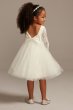 Illusion Lace Sleeve Flower Girl Dress with Bow David's Bridal OP272