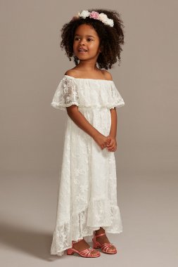 Lace Flower Girl Ball Gown with Illusion Sleeves David's Bridal RK1381