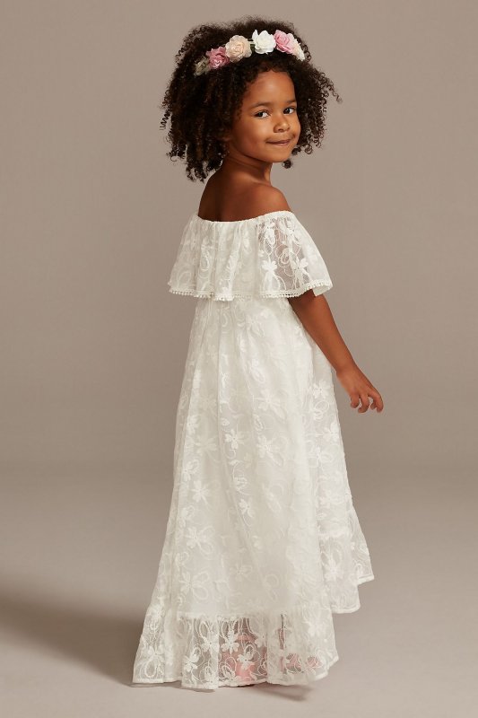 Off-the-Shoulder Lace Flower Girl Dress David's Bridal OP274