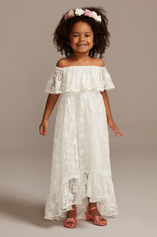 Off-the-Shoulder Lace Flower Girl Dress David's Bridal OP274