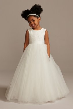 Ball Gown Flower Girl Dress with Heart Cutout David's Bridal RK1368