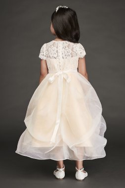 Lace and Organza Pick-Up Flower Girl Dress David's Bridal RK1380