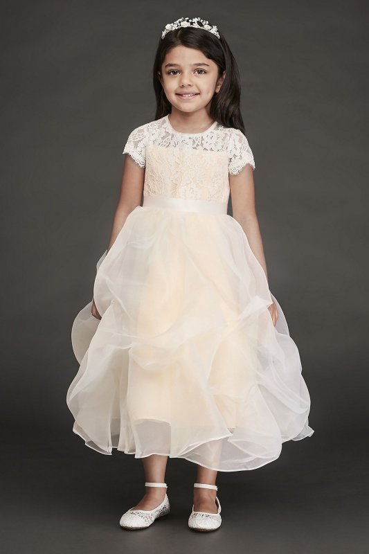 Lace and Organza Pick-Up Flower Girl Dress David's Bridal RK1380