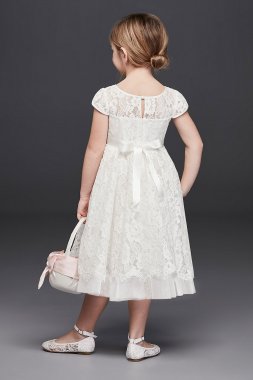 Silver Dots Flower Girl Dress with Crystal Belt David's Bridal OP264